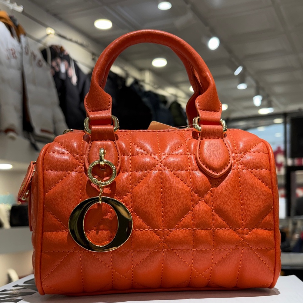 Quilted Orange Top-Handle Women's Satchel